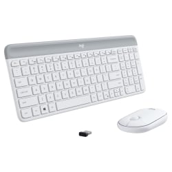 Logitech MK470 Slim Wireless Keyboard and Mouse Combo - Modern Compact Layout, Ultra Quiet - Off White