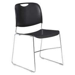 National Public Seating Hi-Tech Compact Stack Chair, Chrome/Black Pack Of 40