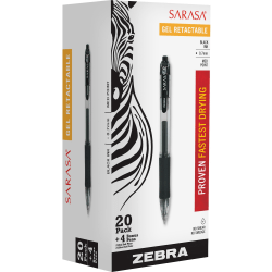 Zebra® Pen SARASA® Retractable Gel Pens, Pack Of 24, Medium Point, 0.7 mm, Assorted Colors