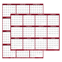2025-2026 SwiftGlimpse Academic Erasable Monthly Wall Calendar, 18" x 24", White/Maroon, July 2025 To June 2026