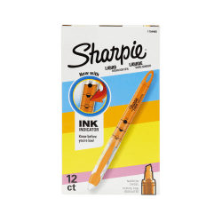 Sharpie Liquid Highlighters, Chisel Tip, Fluorescent Orange, Box of 12
