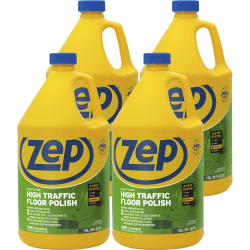 Zep High-Traffic Floor Finish - Liquid - 128 fl oz (4 quart) - 4 / Carton - Clear, Green