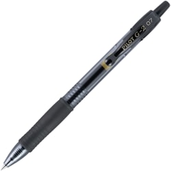 Pilot G2 Retractable Gel Ink Rollerball Pens - 0.7 mm Fine Pen Point - Refillable - Retractable - Black Ink - Gel-based - 1 Dozen
