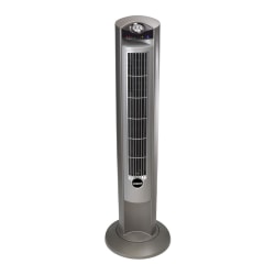 Lasko® Wind Curve® Tower Fan with Remote Control and Fresh Air Ionizer, 42"H x 13"W x 13"D, Platinum