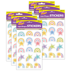 TREND superShapes Stickers, Large, Rainbows & Stars, 120 Stickers Per Pack, Bundle Of 6 Packs