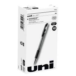 uni-ball® Gel Grip™ Pens, Medium Point, 0.7 mm, Clear Barrel, Black Ink, Pack Of 12