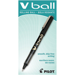 Pilot® V-Ball™ Liquid Ink Rollerball Pens, Fine Point, 0.7 mm, Black Barrel, Black Ink, Pack Of 12 Pens