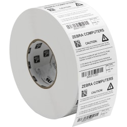 Zebra Label, E45078, Polyester 3" x 1" Thermal Transfer Zebra Z™Ultimate 3000T, White, 1" Core
