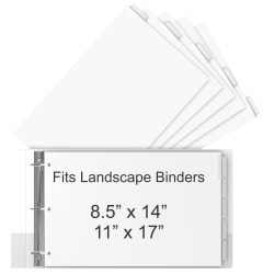 Stride® Tab Dividers For Ledger And Spreadsheet Binders, 8 1/2" x 14", Legal Landscape Size, White/Clear, Pack Of 5 Tabs