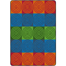 Flagship Carpets Bull's-Eye Block, Rectangle, 6' x 8' 4", Multicolor