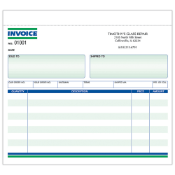Custom Carbonless Business Forms, Pre-Formatted, Invoice Forms, Ruled, 8 1/2" x 7", 3-Part, Box Of 250
