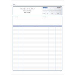 Custom Carbonless Business Forms, Pre-Formatted, Invoice Forms, Ruled, 8 1/2" x 11", 2-Part, Box Of 250