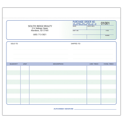 Custom Carbonless Business Forms, Pre-Formatted, Purchase Order Forms, Ruled, 8 1/2" x 7", 3-Part, Box Of 250