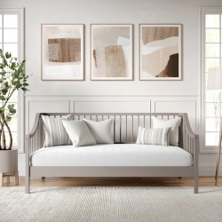 Flash Furniture Martha Stewart Neely Solid Wood Platform Daybed with Wooden Spindles and Slatted Foundation with No Box Spring Required, Gray, Twin