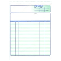 Custom Carbonless Business Forms, Pre-Formatted, Purchase Order Forms, Ruled, 8 1/2" x 11", 3-Part, Box Of 250