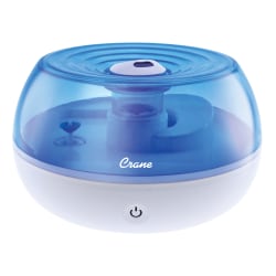 Crane Personal Ultrasonic Cool Mist Humidifier, 0.2 Gallons, 6 3/4" x 6 3/4" x 4 1/8", Blue/White
