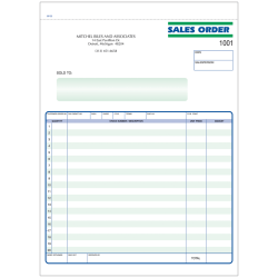 Custom Carbonless Business Forms, Pre-Formatted, Sales Order Forms, Ruled, 8 1/2" x 11", 3-Part, Box Of 250