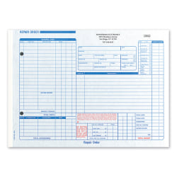Custom Carbon Business Forms, Pre-Formatted, Repair Order Forms, 11" x 8 1/2", 3-Part, Box Of 250