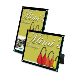 Deflecto 4-in-1 Sign Holder - Support 4" x 6" Media - Vertical, Horizontal - Clear, Black, Green Tint