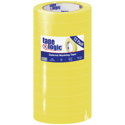 Tape Logic® Color Masking Tape, 3" Core, 0.75" x 180', Yellow, Case Of 12