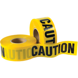 B O X Packaging Barricade Tape, Caution, 3" Core, 3" x 333 Yd., Black/Yellow, Case Of 4
