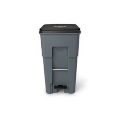 Rubbermaid® Commercial BRUTE® Rectangular Polyethylene Rollout Bin, Step-On, 65 Gallons, Gray