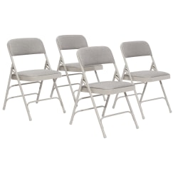 National Public Seating Fabric Upholstered Triple Brace Folding Chairs, Gray, Pack Of 4