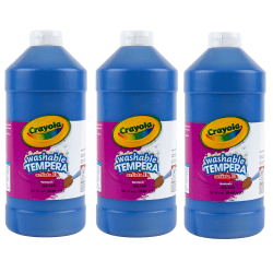 Crayola Artista II Washable Tempera Paint, 32 oz, Blue, Pack Of 3