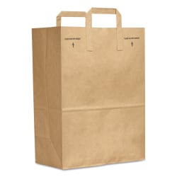 General Paper Grocery Bags, 1/6 BBL, 70 Lb, 17"H x 12"W x 7"D, Kraft, Pack Of 300 Bags