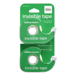 Office Depot® Brand Invisible Tape With Dispenser, 3/4" x 600", Pack Of 2