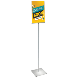 Azar Displays 2-Sided Pedestal Acrylic Vertical Sign Holder, 62-1/2"H x 12"W x 12"D, Clear/Silver