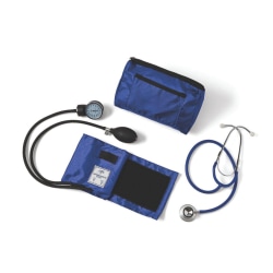 Medline Compli-Mates Dual-Head Aneroid Sphygmomanometer Combination Kit, Adult, Royal Blue