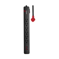 Monster 6-Outlet Surge Protector, 6’, Black, 2MNAC0948B0L2