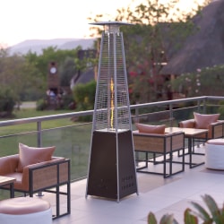 Flash Furniture Sol Stainless-Steel Pyramid 42,000 BTU Outdoor Propane Heater With Wheels, 90"H x 22-1/4"W x 22-1/4"D, Bronze