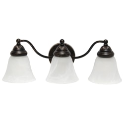 Lalia Home Essentix 3-Light Wall Mounted Curved Vanity Light Fixture, 7-1/2"W, Alabaster White/Oil Rubbed Bronze