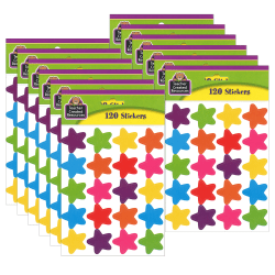 Teacher Created Resources® Stickers, Bright Stars, 120 Stickers Per Pack, Set Of 12 Packs