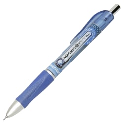 SKILCRAFT® Magnus Retractable Rollerball Pens, Needle Point, 0.7 mm, Blue Barrel, Blue Ink, Pack Of 12