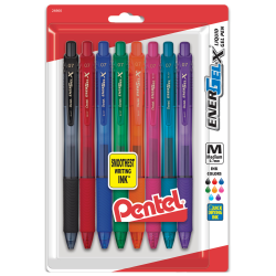 Pentel® EnerGel-X™ RollerGel Pens, Medium Point, 0.7 mm, 84% Recycled, Assorted Barrels, Assorted Ink Colors, Pack Of 8 Pens