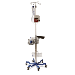 Medline 6-Leg Heavy-Duty IV Poles, 99 1/2", Blue/Stainless Steel, Pack Of 2