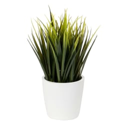 Realspace™ 8-1/2" Artificial Grass Potted Plant, 8-1/2"H x 3-1/2"W x 3-1/2"D, Green/White
