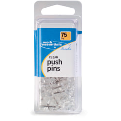 ACCO® Push Pins, Clear, 75/Box - for Paper - Clear - Plastic - 75 / Pack