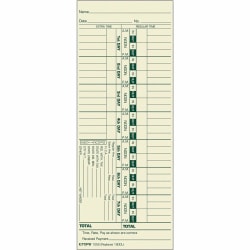 TOPS® Time Cards (Replaces Original Card 1900L), Numbered Days, 1-Sided, 9" x 3 1/2", Box Of 500