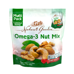 Nature's Garden Omega-3 Nut Mix, 1.2 Oz, 7 Pouches Per Bag, Pack Of 6 Bags