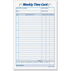 TOPS Weekly Time Cards, Pack Of 100