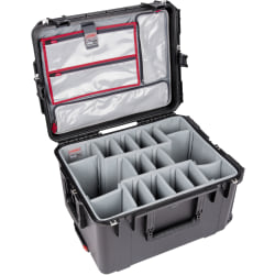 SKB Cases iSeries Protective Case With Padded Dividers, Lid Divider With Pull Handle And Wheels, 22"H x 17"W x 12-3/4"D