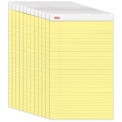 Office Depot® Brand Perforated Legal Pads, 8 1/2" x 14", Legal Ruled, 50 Sheets, Canary, Pack Of 12 Pads