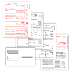 ComplyRight® 1099-INT Tax Forms Set, 4-Part, Copies A/B/C, Laser, 8-1/2" x 11", White, Pack Of 100 Forms And Envelopes
