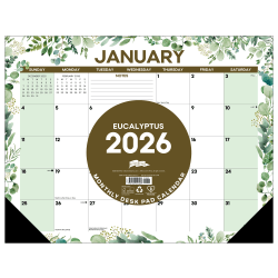 2026 Willow Creek Press Desk Pad Calendar, 22" x 17", Eucalyptus, January To December, 57223