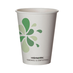 Highmark® ECO Compostable Hot Coffee Cups, 12 Oz, White, Pack Of 50