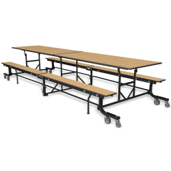 Palmer Hamilton 19F Mobile Cafeteria Bench Table, 27" x 145", Fusion Maple